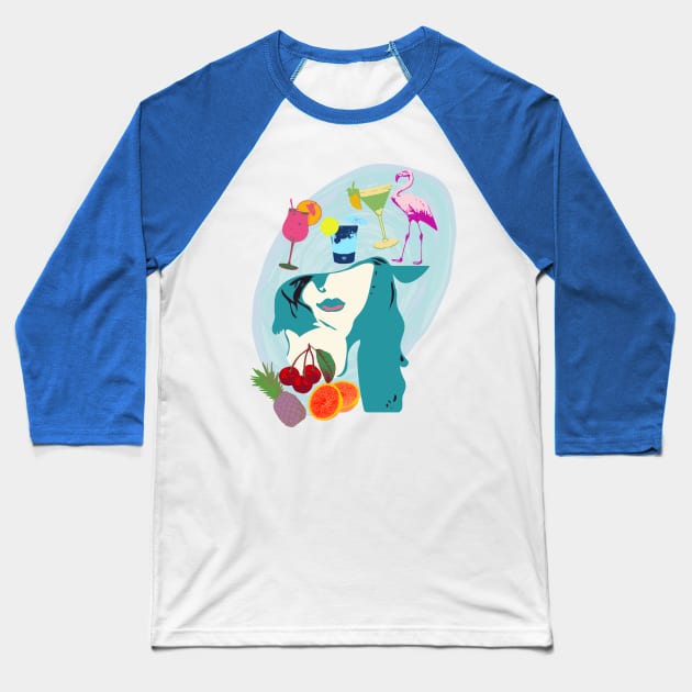 Beach party girl Baseball T-Shirt by Flyingrabbit